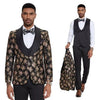 Black & Pink Shiny Floral Mens 3pc Suit by Tazzio