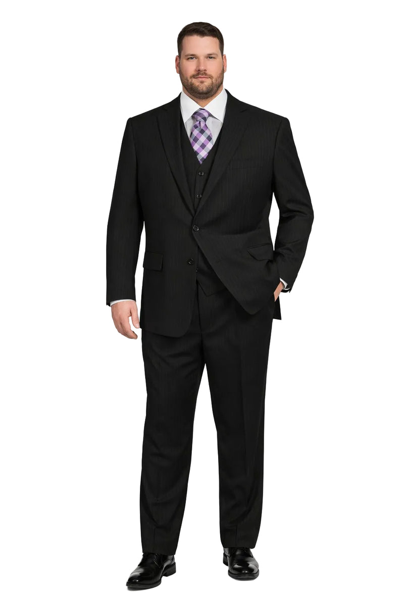Classic Fit Tone on Tone Pinstripe Suit Color Black