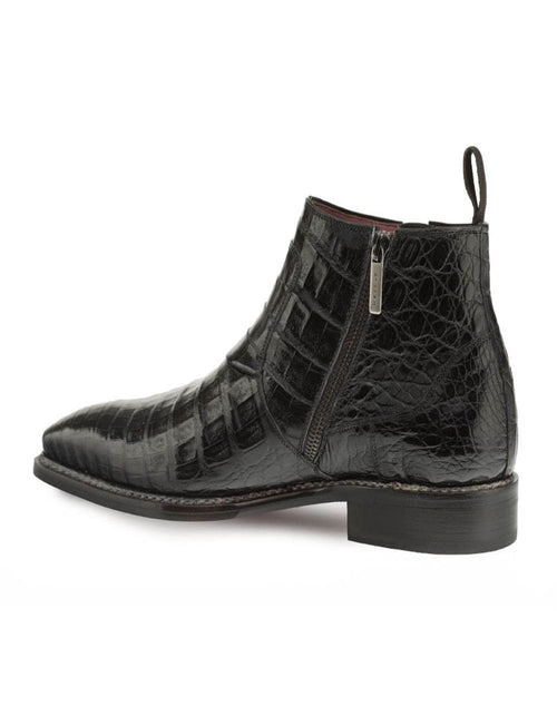 Mezlan Blackmore Men’s Black Plain Toe Boot – Genuine Crocodile Leather