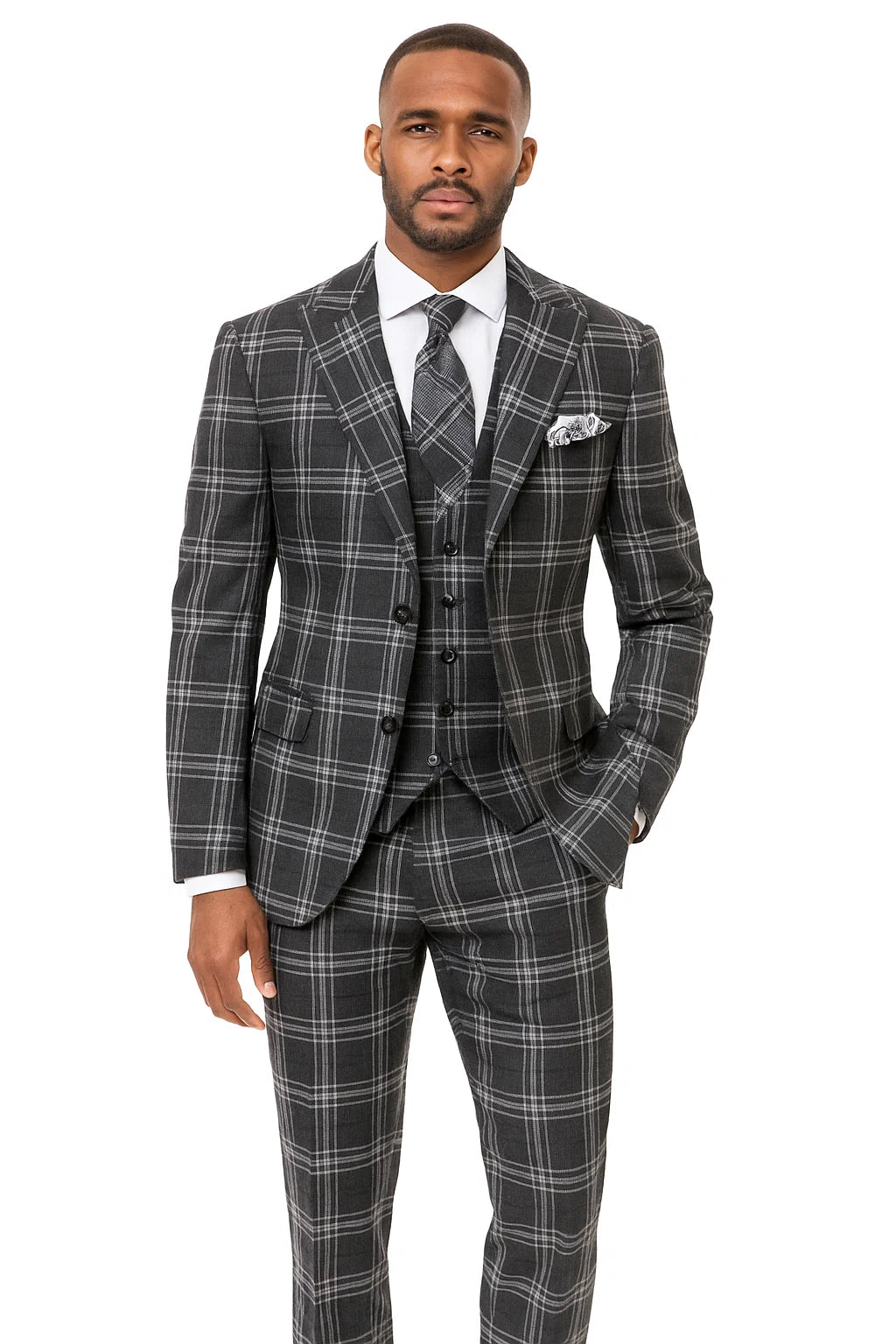 Black Windowpane Suit