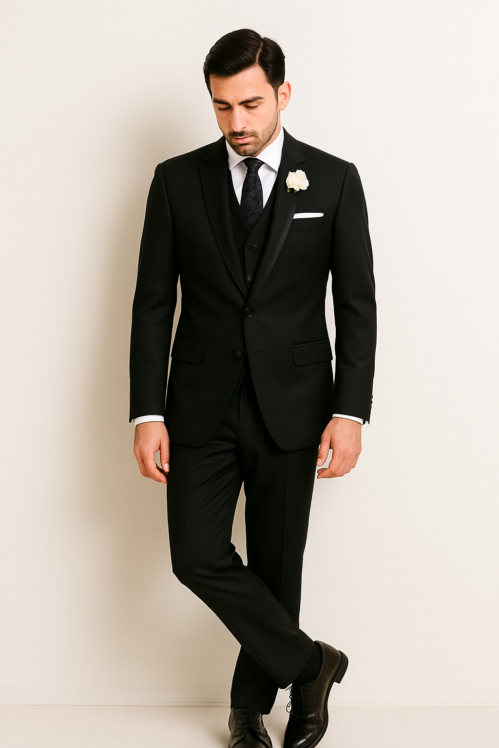 Leonardo Collection - Slim Fit Tuxedo 2 Buttons 3 Piece Suit Black