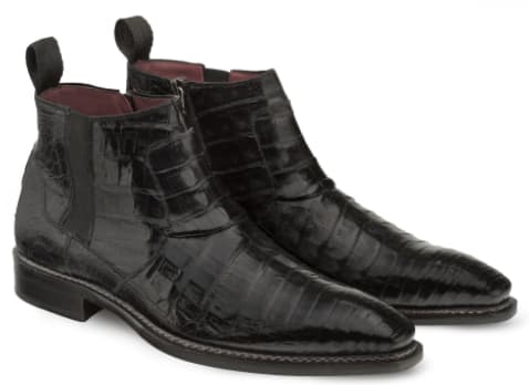 Blackmore Black Genuine Crocodile Dress Boot by Mezlan – Exotic Plain Toe Boot Made in Spain