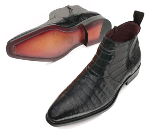 Blackmore Black Genuine Crocodile Dress Boot by Mezlan – Exotic Plain Toe Boot Made in Spain