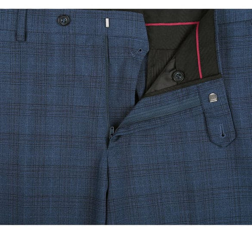 Renoir Clothing - Renoir Suit - Renoir Fashion - Performance 3-piece Classic Fit Blue Windowpane Check Renoir Suit