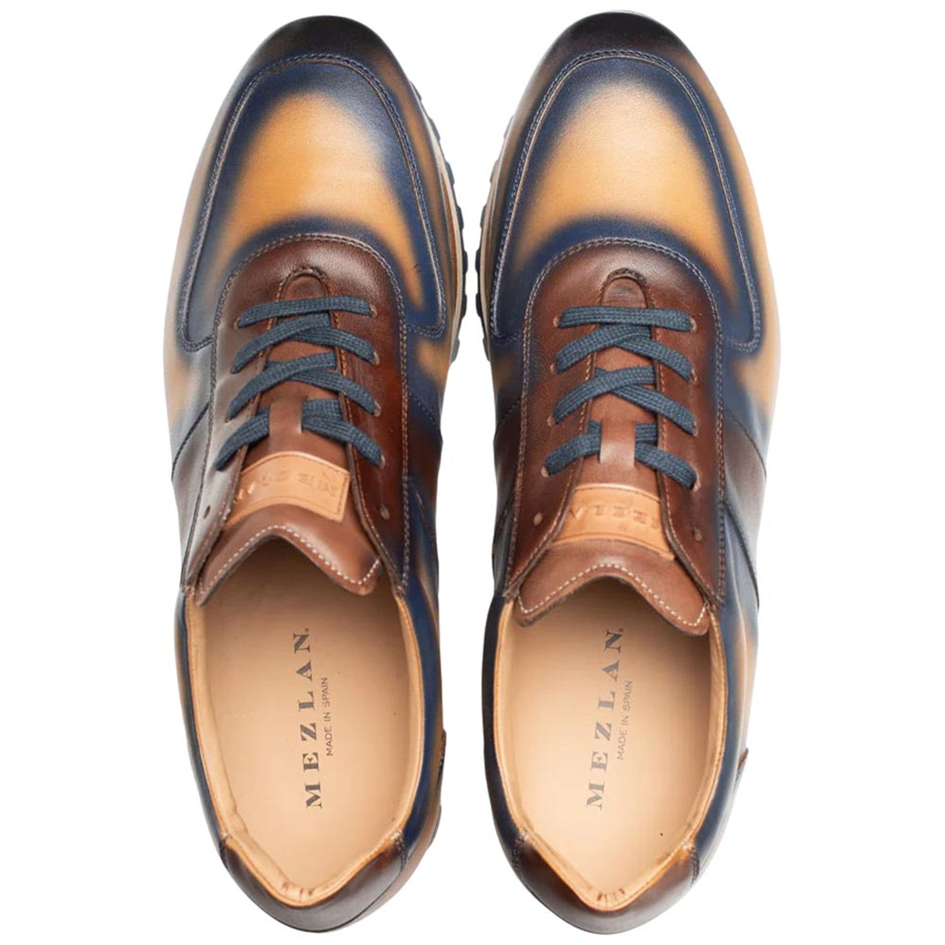 Mezlan Men’s Latini Blue Multi-Tone Sneakers – Genuine Calfskin Leather | Handmade in Spain