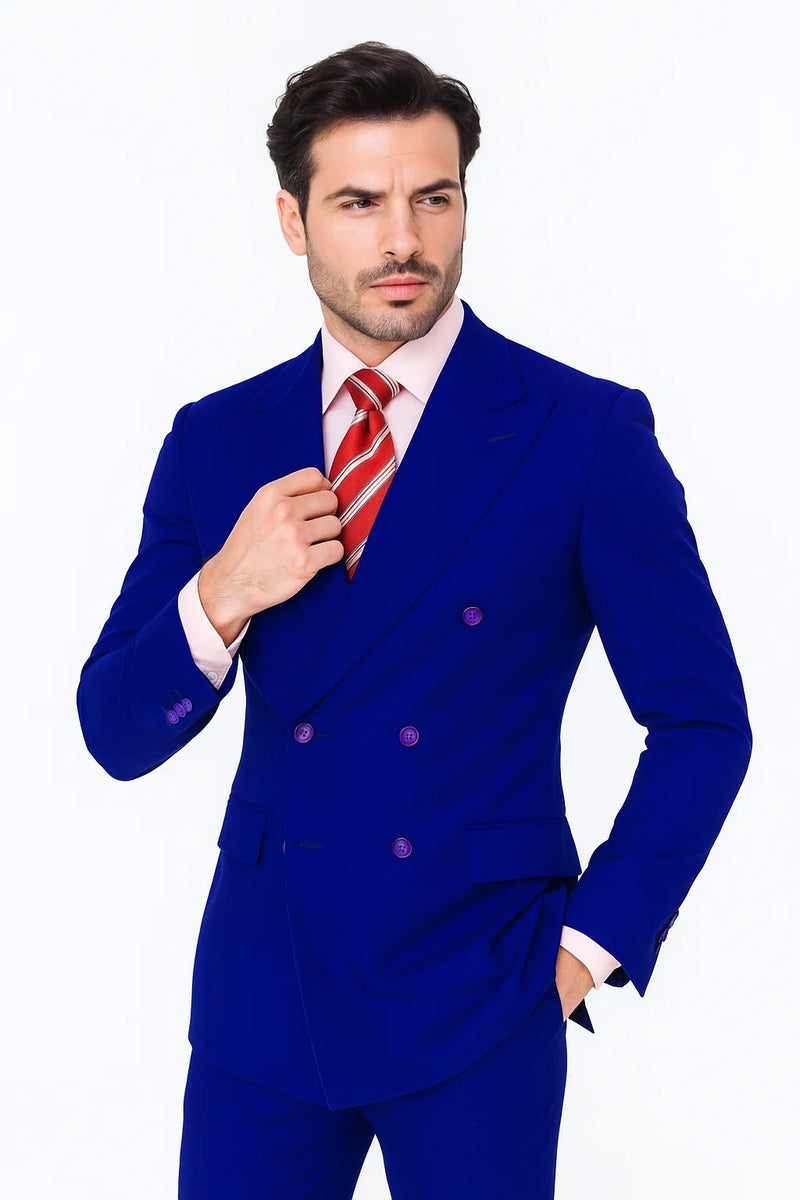 Blue Men's Double Breasted Suits