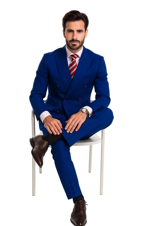 Blue Men's Double Breasted Suits