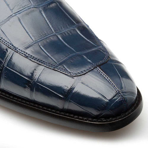 Men’s Blue Piccolo Genuine American Alligator Penny Loafers by Mezlan – Luxury Exotic Handmade Loafers from Spain