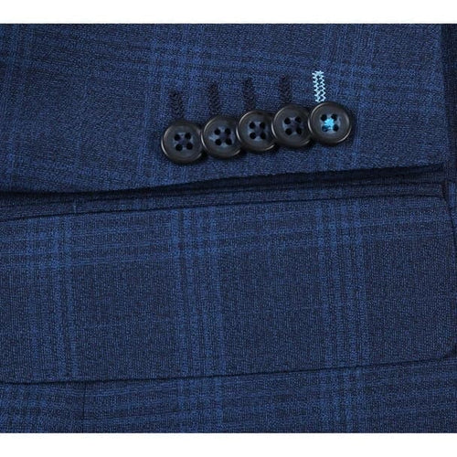 Designer Brand - Wool Stretch Single Breasted Slim Fit Blue Suit
