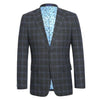 Stretch performance Single Breasted Slim Fit Charcoal and Blue Plaid Suit
