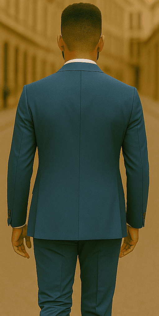Blue Slim Fit Men’s Suit by Rossiman Rossi – Skinny Style with 1-Button Jacket
