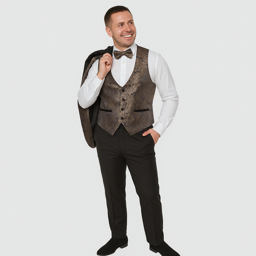 Blue Tuxedo With Gold Pattern