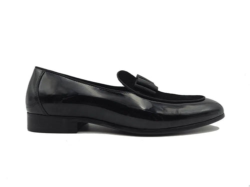 Men's Patent Leather Bow Accent Dress Shoes