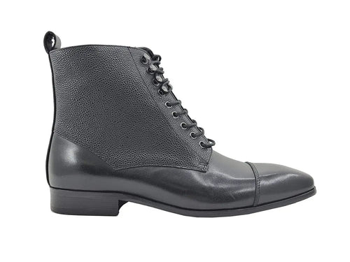 Brogue-Style Cap Toe Leather Boots for Men