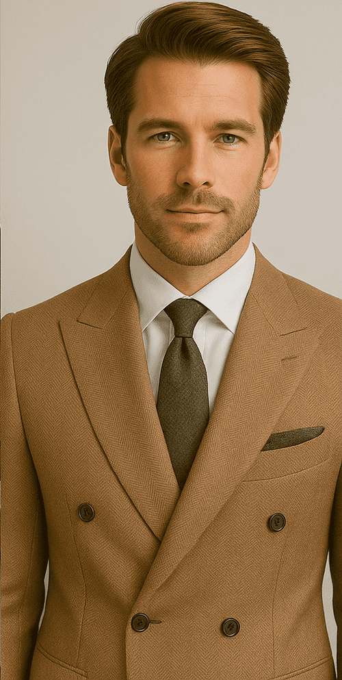 Wool Suit - Italian Made Business Suit by Statement Men's 100% Wool 2 Piece Double Breasted Suit - Subtle Windowpane