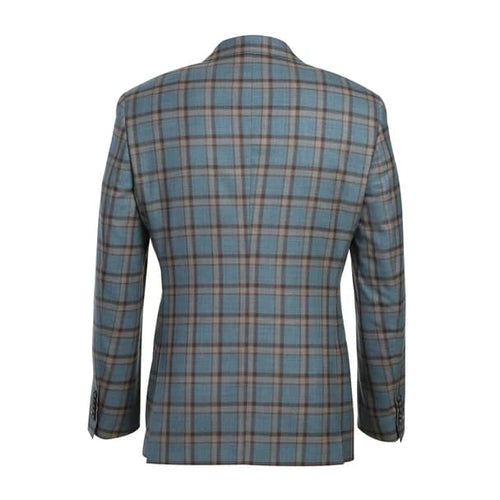 Wool Stretch Double Breasted Slim Fit Blue Grey and Bronze Suit