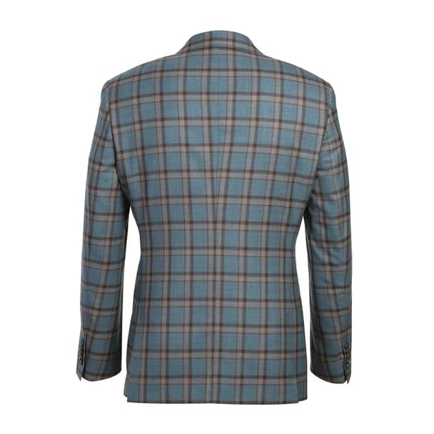 Wool Stretch Double Breasted Slim Fit Blue Grey and Bronze Suit