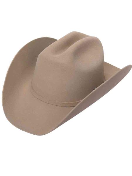 Khaki brown Lana hat. Wide brim, high crown with a gentle curve. Soft, felt-like material, uniform color.