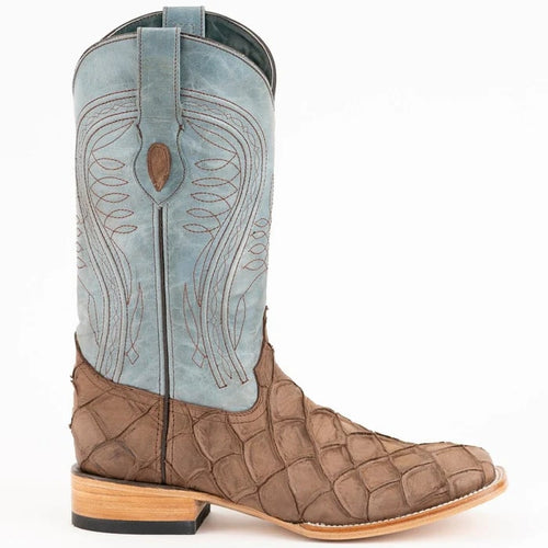 Ferinni Boot - Mens Dress Cowboy Boot - Ferrini Bronco Men's Print Pirarucu Fish Boots Handcrafted Brown in Brown Color