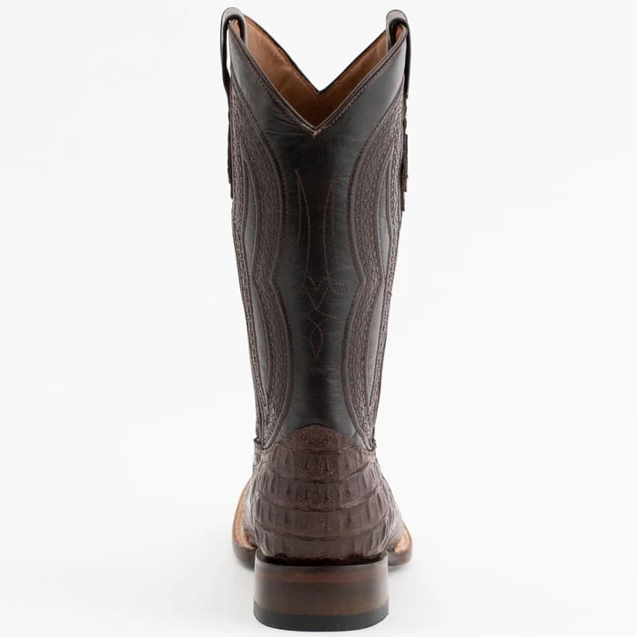Ferinni Boot - Mens Dress Cowboy Boot - Ferrini Men's Dakota Hornback Caiman Boots - Square Toe Handcrafted Brown