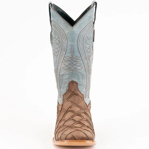 Ferinni Boot - Mens Dress Cowboy Boot - Ferrini Bronco Men's Print Pirarucu Fish Boots Handcrafted Brown in Brown Color
