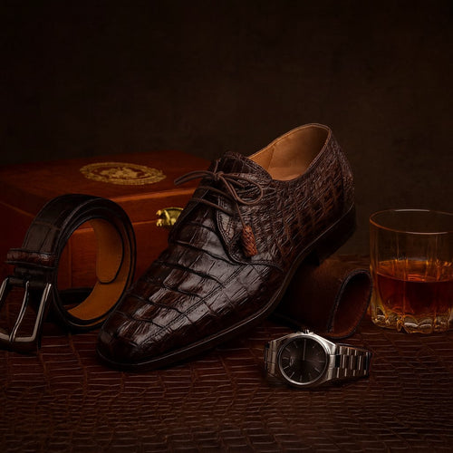 Marco Di Milano Cancun Brown Caiman Crocodile Derby