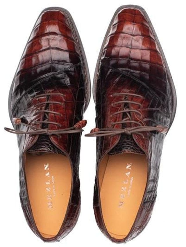 Mezlan Mens Shoes Cognac/Brown Crocodile Fashion Oxford Pueblo