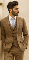 Brown Tweed Suit - Vintage Glasgow Brown Tweed Fabric - Two Button Jacket Style