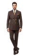 Mens Double Breasted Suits Gold Buttons - Brown Suit - Double Breasted Blazer