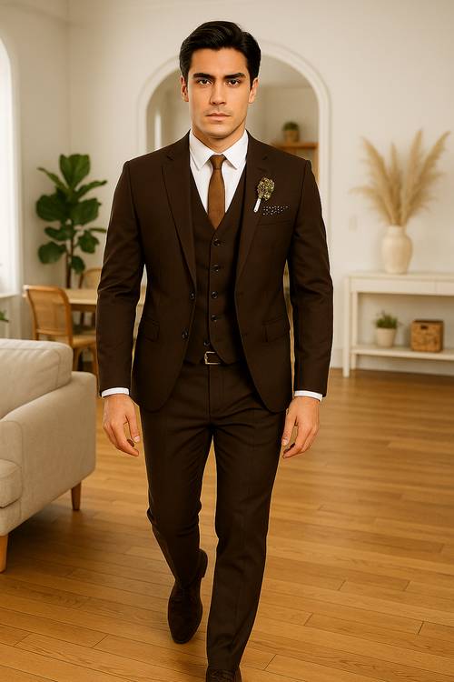 Mens Brown Linen Suit - Brown Summer Wedding Suit