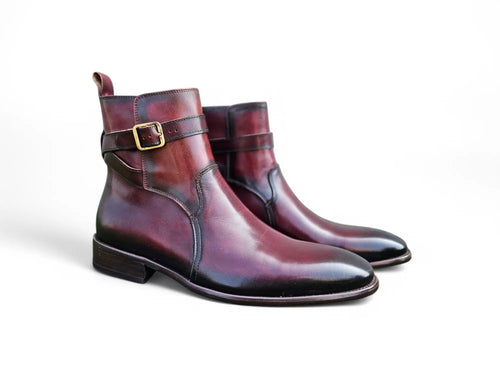 Buckle Leather Strap Boots Carrucci