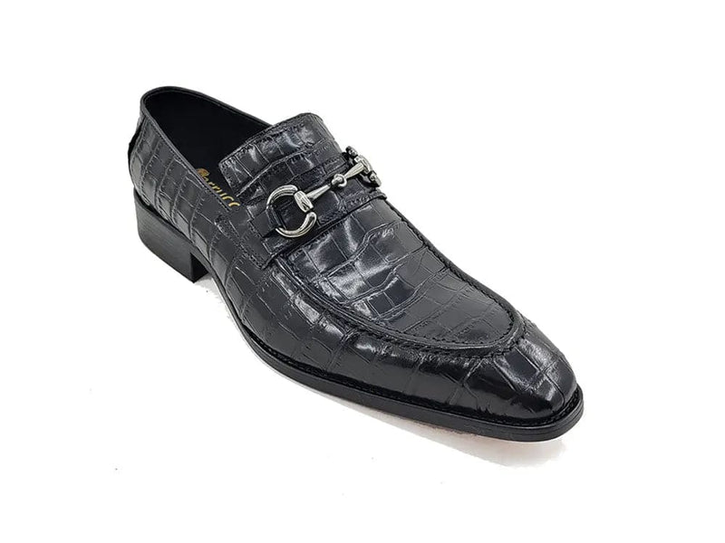 Carrucci Buckle Loafer w Gator Embossed Leather