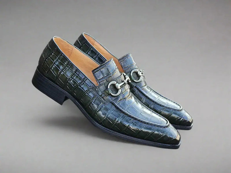 Carrucci Buckle Loafer: Gator Embossed Leather Loafer