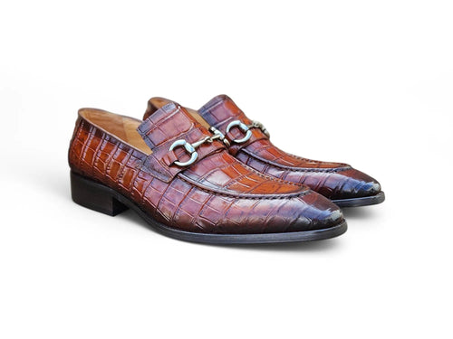 Buckle Loafer w Gator Embossed Leather Carrucci