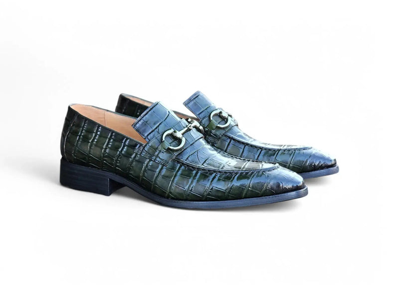 Carrucci Buckle Loafer: Gator Embossed Leather Loafer