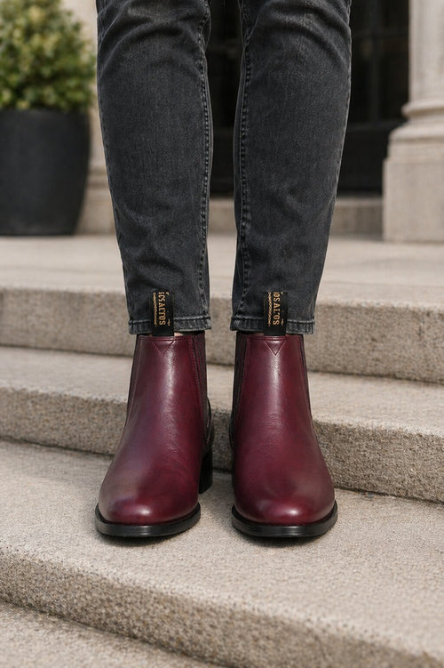 Deerskin Cowboy Boots - Burgundy Deerskin Boots - Deer Boots - Deer Skin Boots