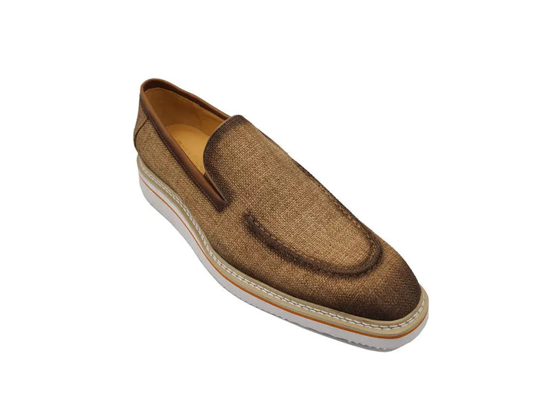 Carrucci Burnished Linen Loafer - Luxury Italian Slip-On