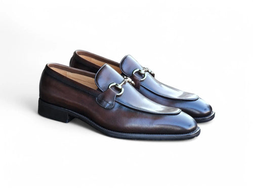 Burnished Calfskin Horsebit Loafer Carrucci
