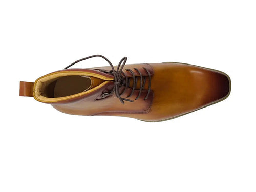 Men’s Burnished Calfskin Leather Lace-Up Boot