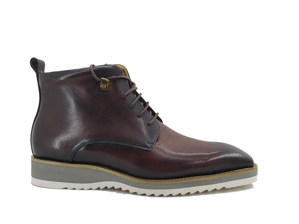 Men’s Burnished Calfskin Leather Lace-Up Boot
