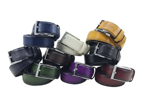 Classic Burnished Calf Leather Belt for Men