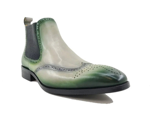 Hand-Burnished Calfskin Wingtip Dress Boot