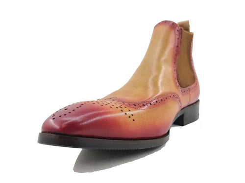 Hand-Burnished Calfskin Wingtip Dress Boot