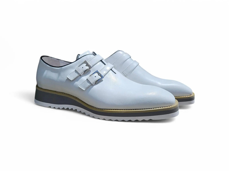 Carrucci Burnished Leather Double Monk Strap Whole Cut Shoe