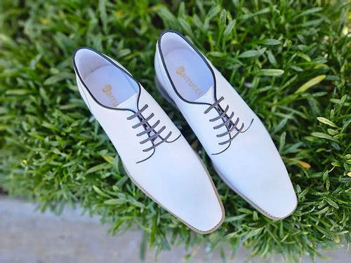 Mens Burnished Leather Lace-Up Derby Shoes