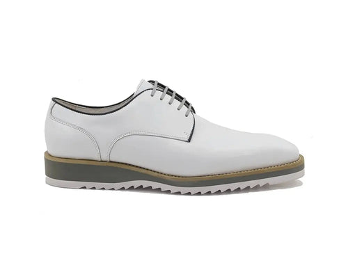 Mens Burnished Leather Lace-Up Derby Shoes