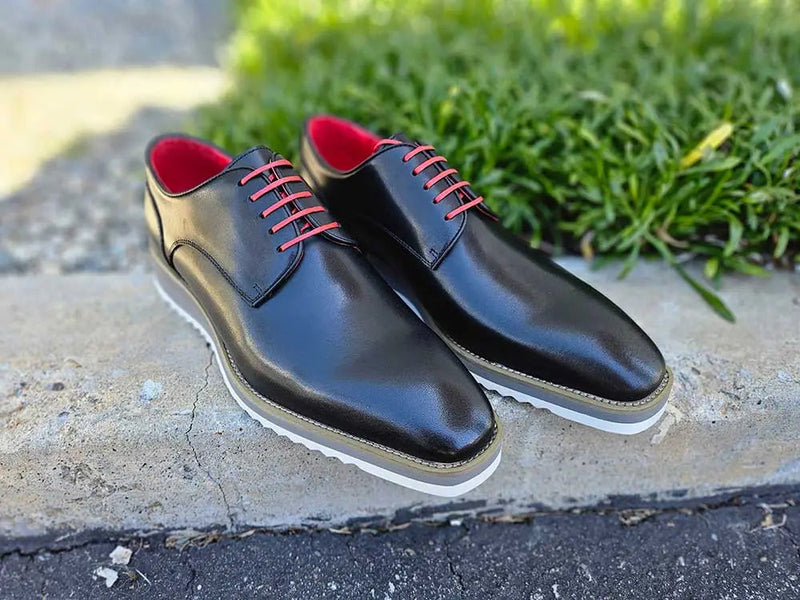 Carrucci Burnished Leather Derby Lace-Up Shoe