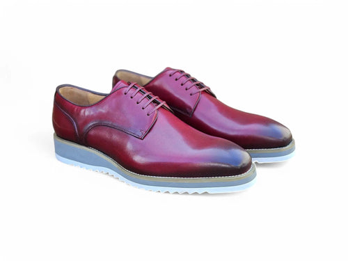 Burnished Lace-up Leather Derby Carrucci