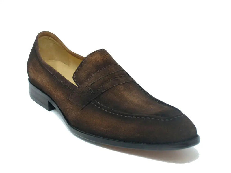 Carrucci Burnished Suede Penny Loafers - Rich Casual Comfort