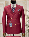 Mens Wool Business Suits For Men - Wool Fabric "Burgundy" Suit